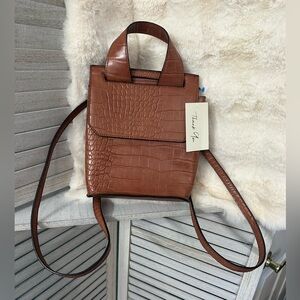 NEW•ASOS Brown Adjustable Backpack/ Convertible Shoulder Bag